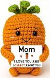 BackURyear Cute Mom Gifts from Daughter Son, Handmade Birthday Appreciation Christmas Stocking Stuffers Gift for Mother Mama Mommy Stepmom, Crochet Carrot Present- I Carrot About You