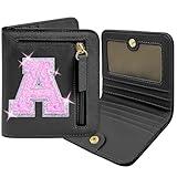 COSHAYSOO Initial RFID Wallet Small Teen Girl Gifts Trendy Stuff Women Birthday Graduation Easter Gift Idea for Girls 6 7 8 9 10 11 12 13 14 Year Old Preppy Cute Girly Travel Necessities Black A