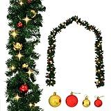 Fireplaces Holiday Party Decorations Green Holiday Decor Christmas Garland Decorated with Baubles and LED Lights 197" Outdoor Christmas Decorations Holiday Ornaments