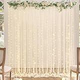 Champagne Tulle Backdrop Curtain with Lights String for Parites Wedding 10x8ft Champagne Sheer Backdrop Curtains for Bridal Shower Baby Shower Birthday Party Photo Booth Props Decorations