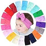 jollybows 20pcs Baby Girls Nylon Headbands Turban Hair Bows Hair Band Elastic Hair Accessories for Kids Toddlers Infants Newborn