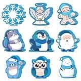 36Pcs Christmas Sticky Notes Winter Cartoon Self-Stick Notepads Snowman Snowflake Penguin Angel Gingerbread Man Decorative Memo Pad Notes Removable for Xmas Work Study Home Office Classroom