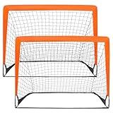 2 Pack yirgnzu 4’ x 3’ Backyard Soccer Goal,Portable Kid Soccer Goals Net for Backyard, Indoor and Outdoor Pop Up Soccer Goals (Orange)