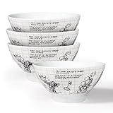 Disney Minnie Mouse Soup Bowls By Zrike Brands - Porcelain Sketchbook Cereal Bowls - Dishwasher & Microwave Safe Cute Serving Bowls - Official Disney Licensee - Dinsey Gift Idea | Set of 4