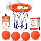 Bath Toys – Bathtub Basketball Hoop for Toddlers, Kids, Boys and Girls | 4 No-Hole Balls & Strong Suction Cups | Fun Basketball Bath Toy for Toddlers