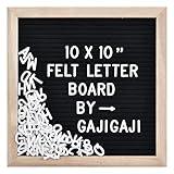 Felt Letter Board with 294 Letters, Numbers, Symbols - 10x10 inch Changeable Message Board with Wooden Frame Wall Mount (Black)