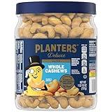 PLANTERS Whole Cashews, Sea Salt, Resealable Jar, Party Snacks, Plant-Based Protein, Quick Snack for Adults, After School Snack, Salted Cashew, Kosher, Bulk Nuts, 26oz Canister