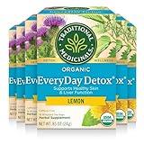 Traditional Medicinals Tea, Organic EveryDay Detox Lemon, Supports Healthy Skin & Liver Function, Detox, 96 Tea Bags (Pack of 6)