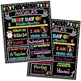 Double-Sided First Day of School Sign Board, 12 × 10 Inches Back to School Sign, Reusable Color Painting First and Last Day of Preschool Board, Washable Chalkboard for Kindergarten Pre-K