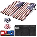 Cornhole Set, Regulation Size Cornhole Boards with 8 Bean Bags and Carrying Case, 4 ft x 2 ft Corn Hole Outdoor Game Toss Board for Adults Outside Activities