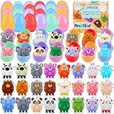 24 Pack Prefilled Easter Eggs with Animal Pop Toys, Filled Easter Eggs for Egg Hunt, Easter Basket Stuffers for Kids,Easter Party Favors Prizes, Prefilled Easter Eggs with Toys