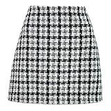 Fragrant Wool High Waist Skirt Vintage Well Lattice A Line Skirt Woman Sexy Skirts for Women Lingerie (Black, S)