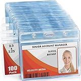 Mifflin-USA Horizontal ID Name Badge Holder (Clear, 3.5x2.25 Inches, 100 Pack), Waterproof and Resealable Plastic Card Holders