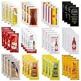 Hot Sauce Variety Pack of 48 Condiment Packets. 4 Each of 12 Flavors. Texas Pete Hot Sauce Packets, Mini Condiments, Mini Hot Sauce, Condiment Packets Variety Pack, Single Serve