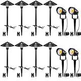 SUNVIE LED Landscape Lights Low Voltage Pathway Lights 12V Landscape Lighting Kit Aluminum Low Voltage Landscape Pathway Lights with Stake Waterproof for Walkway Yard Garden, 12 Pack with Connectors