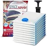 Spacesaver Vacuum Storage Bags Medium 10-Pack - Vacuum Seal Bags for Clothing, Comforters, Blankets and Bedding - 28 x 20 Inch Space Saver Bags for Travel and Home Organization with Hand Pump Included