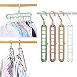 FIFATA Space Saving Cascading Clothes Hangers, 4 Pack, Polypropylene, Heavy Duty, White, Pink, Light Gray, Green