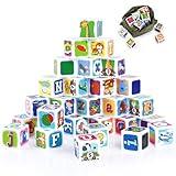 PLAY ABC Building Blocks for Toddlers 1-3, 28 PCS Plastic Baby Alphabet Letters Number Stacking Blocks Set, Preschool Learning Educational Montessori Sensory Toys Gifts for Kids Girls Boys