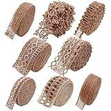 Burlap Ribbons,8 Rolls Burlap Lace Burlap Wedding Ribbon Natural Jute Rope Twine String for Crafts Gift Wrapping Wedding Party Home Decoration(17.6 Yards)