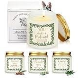 Fumete 4 Set Christmas Employee Appreciation Gifts Thank You Candles Bulk 3.5 oz Christmas Tree Scented Candles Bulk Soy Wax Jar Inspirational Candle for Team Coworkers Employee Women Volunteers