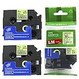 2/Pack LMeD61 Premium 1.5" Black Print on Bright Green Label Tape, Compatible with Brother TZe-D61 P-Touch Tape 36mm Laminated Replacement Label Tape.