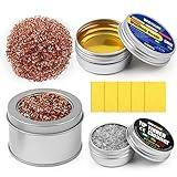 BEEYUIHF Soldering Tip Cleaning Kit Rosin Paste Flux and Soldering Tip Cleaner and 2 Pcs Brass Cleaning Wire and 1 Pcs Holder and 5Pieces Sponge for Cleaning Solder Iron and Tips