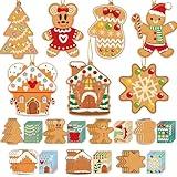 GuassLee Christmas Ornaments Art and Crafts for Kids - 28pcs DIY Christmas Cutouts with Gingerbread Cookies Man House Christmas Stickers for Tree Home Christmas Party Favors Decorations