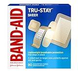 Band-Aid Brand Tru-Stay Sheer Strips Adhesive Bandages for First Aid and Wound Care, Assorted Sizes, 80 ct