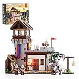FUNWHOLE Medieval Training-Ground Lighting Building-Bricks Set - Creator Castle with 5 Medieval Soldier Minifigures Collectible Display Set 964 Pcs for Adults and Teen