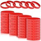 Quelay 100 Pcs Heart Health Awareness Bracelets Valentines Day Wristbands Red Heart Silicone Bracelets Rubber Bracelets for Heart Cancer Awareness Valentines Day Christmas Gift