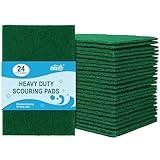 HOMEXCEL Heavy Duty Scouring Pad, 24 Pack Green Scrubbing Pads, Dish Scrubber Reusable for Cleaning, Multipurpose Scrub Pads for Household Kitchen Dishes Pots Pans & Metal Grill