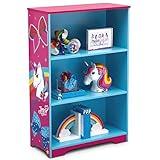 Delta Children Rainbow & Unicorn Deluxe 3-Shelf Bookcase - Greenguard Gold Certified, Pink