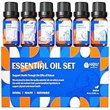 HIQILI Essential Oils for Diffusers for Home，Top 6 Gift Essential Oil Set，Include Lavender, Orange, Peppermint, Tea Tree, Eucalyptus, Lemongrass，Beginner Kit（10ML*6）