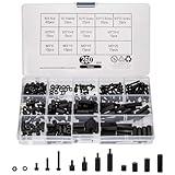 wugongshan 260 Pcs M3 Male Female Nylon Hex Spacer Standoffs Screws Nuts, Nylon Hex Threaded Pillar Spacer Standoffs Screws Nuts Assortment Kit for PCB Motherboard Circuit Board - Black