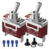 Waterproof Toggle Switch, Malictele SPST 2Pin ON/Off Marine 12V DC 30A/125VAC 20A Heavy Duty Toggle Switch with Waterproof Cap Terminals for Vehicles and Boats-2 Pack