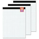 Graph Paper Legal Pad 8.5 x 11 Grid Paper Letter Size Graphing Paper 4x4, 3 Pack Quad Ruled Legal Pad 11 x 8-1/2'' Writing Pads 30 Sheet/ Pad, 8.5 x 11'' Drafting Paper Perforated Math Paper Pad