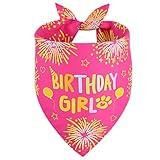 Agroon Dog Birthday Bandana Girl Pink Large 1PCS, Durable Triangle Reversible Scarf Bibs Handkerchief for Puppy Pet