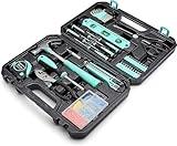 Amazon Basics Sturdy 142 Piece Household Tool Kit With Storage Case, Turquoise, 13.39 x 9.25 x 2.95 inch