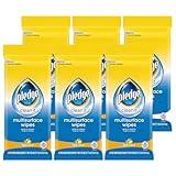 Pledge Multi-Surface Furniture Polish Wipes, Works on Wood, Granite, and Leather, Cleans and Protects, Fresh Citrus - Pack of 6 (150 Total Wipes)