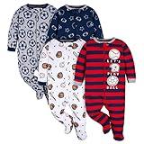Gerber Baby Boy's 4 Pack Sleep 'N Play Footie, Sports Blue, 6-9 Months