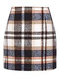 IDEALSANXUN Fall Skirts for Women 2024 Fall Outfits Winter Clothes Brown Plaid Mini Skirt Work Business Casual Clothes Fashion Shorts, Brown, S