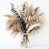 Green Pampas Grass Boho Bouquet – Exquisite Lavender and Eucalyptus Dried Flower Arrangements for Western Boho Decor – Rustic Flowers for Your Bohemian Home, Bedroom, and Wedding Table Décor
