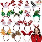 JOYIN 14 PCS Christmas Headbands with Different Designs Christmas Party Holiday Headbands for Kids Women Men Christmas and Holiday Parties Christmas Party Favors (ONE Size FIT ALL)