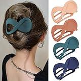 Velscrun Flat Hair Clips for Women Girls Thick Thin Hair 4Pcs French Concord Alligator Hair Clips Large Hair Claw Clips Matte Duck Billed Hair Clips Hair Accessories Orange Laurel Green Blue