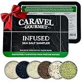 Infused Sea Salt Sampler Set, Finishing Salt for Seasoning, Gourmet Cooking Gift and Spice Variety Pack for Special Occasions, 0.5 oz x Bundle of 6 Flavored Salts - Caravel Gourmet Salt