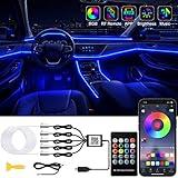 Jushope Interior Car LED Strip Lights with Wireless APP and Remote Control, RGB 5 in 1 Ambient Lighting Kits with 236 inches Fiber Optic, 16 Million Colors Car Neon Lights, Sync to Music