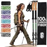 Hiker Hunger Carbon Fiber Trekking Poles | Collapsible Walking Sticks for Travel | Walking Poles for Women | Hiking Poles for Men | Hiking Sticks | Walking Stick - 3k Black & Green Cork