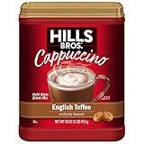 Hills Bros. Instant Cappuccino Mix, English Toffee (16 Oz, Pack of 1) – Convenient and Versatile, Instant Hot or Iced Coffee, Frothy & Rich English Toffee Flavor - Just Add Water