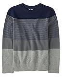 The Children's Place Boys' Long Sleeve Sweater, Grey Stripe Crew Neck, Medium