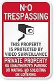 SmartSign "No Trespassing - Property Protected By Video Surveillance" Sign | 12" x 18" 3M Engineer Grade Reflective Aluminum